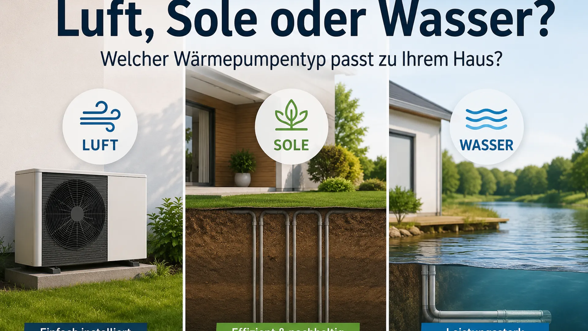 Luft, Sole oder Wasser? Welcher Wärmepumpentyp passt zu Ihrem Haus